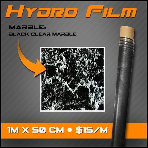 Hydrographic Water Transfer Printing Film - Black &amp; Clear Marble