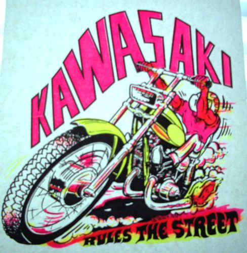 Kawasaki Vintage 70&#039;s Roach T-Shirt transfer Iron on