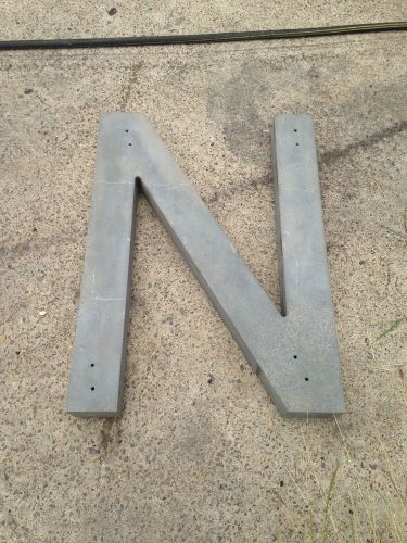 &#034; N &#034; Block Style Metal Letter 30 in L 22 in W Sign Statue Art Stamp unfinished
