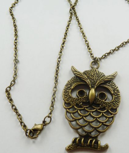 Lots of 10pcs bronze plated owl Costume Necklaces pendant 655mm
