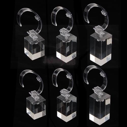 Lot 6 clear acrylic detachable bracelet watch jewelry display holder stand rack for sale
