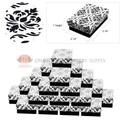 25 Damask Print Gift Jewelry Cotton Filled Boxes 3 1/4&#034; x 2 1/4&#034; x 1&#034; Bracelets