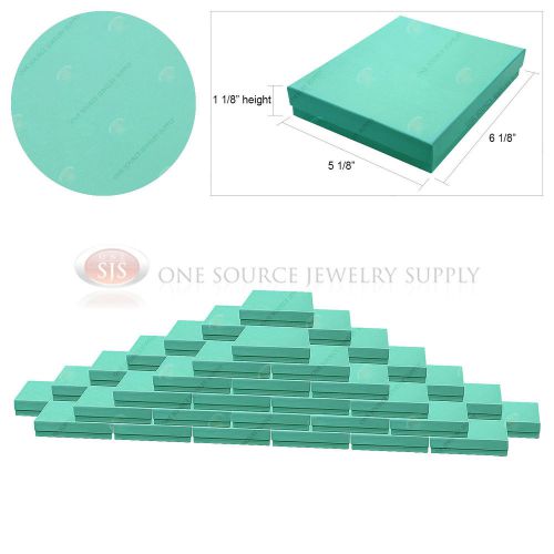 50 Teal Blue Gift Jewelry Cotton Filled Boxes 6 1/8&#034; x 5 1/8&#034; x 1 1/8&#034; Pendant