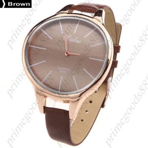 Pu leather strap quartz wrist wristwatch free shipping women&#039;s in brown for sale
