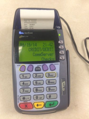 Verifone Omni 3750 Credit Debit Card Terminal W/ Power Supply Adapter