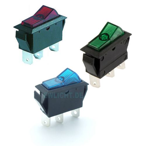 Automotive Switch 3-Pin 12V / 20A Red Blue Green Transparent 2 Positions: ON/ON