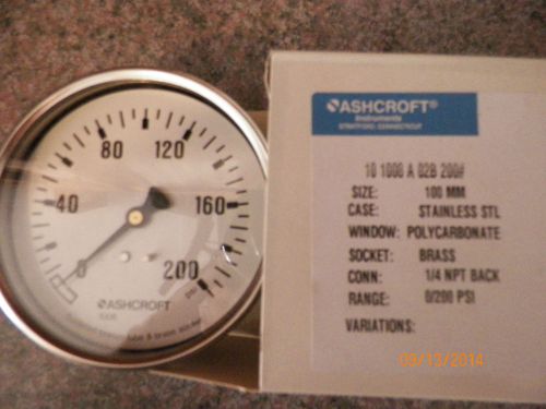 10 1008s 02b 200#/kp / pressure gauge, 100mm stainless 1/4&#034;, 0/200 psi for sale