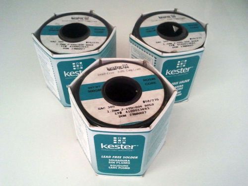 3 kester solder wire lead free tin 1.2mm j-std-006 rolo rosin core rohs 500g new for sale