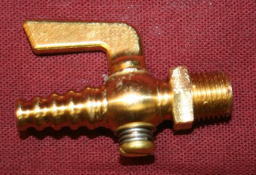 1/4 inch npt to hose barb brass drain pet cock shut off valve fuel gas air ball for sale