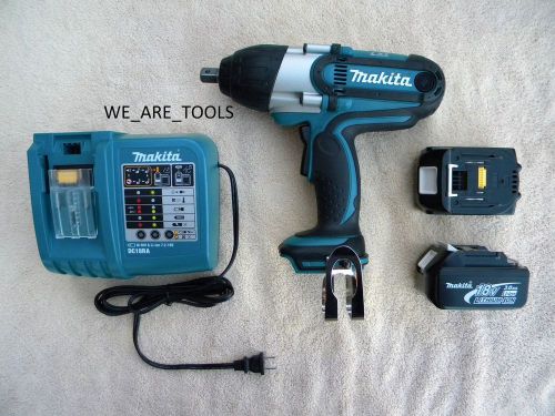 Makita 18v btw450 1/2&#034; impact wrench,2 bl1830 battery dc18ra charger 18 volt lxt for sale