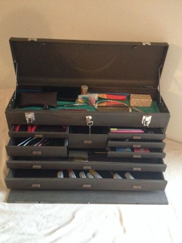Euc kennedy 526 machinist 8 drawer locking tool box chest w/ several tools for sale