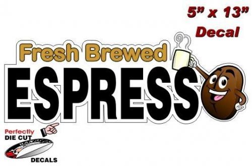 Fresh Brewed Espresso CARTOON Coffee Bean 5&#039;&#039;x13&#039;&#039; Decal for Coffee Shop
