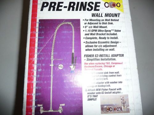 Fisher 23868 pre-rinse unit 8&#034; c/c wall mount w/ spring action flexible goosenec for sale