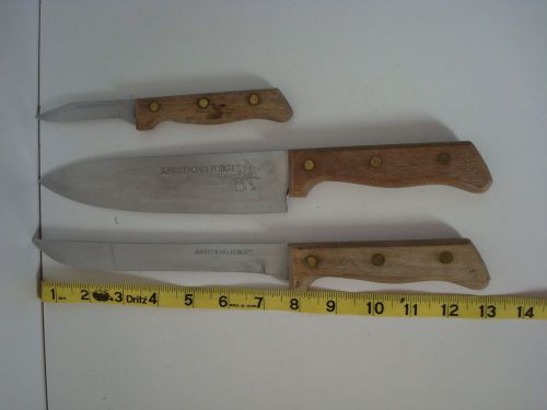 Lot of 3 Armstrong Forge Kitchen Knife Knives Cutlery Chef Slicer
