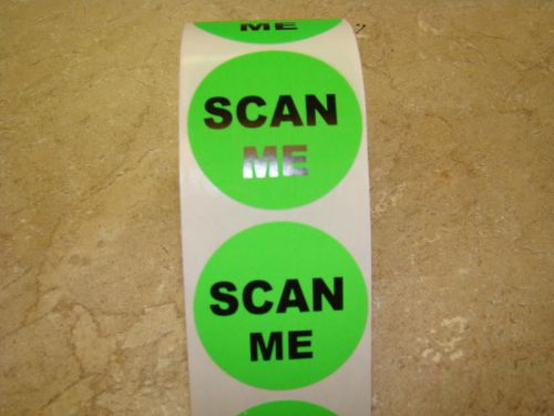 500 Labels 2&#034; Circle Green SCAN ME Shipping Mailing Sticker Rolls