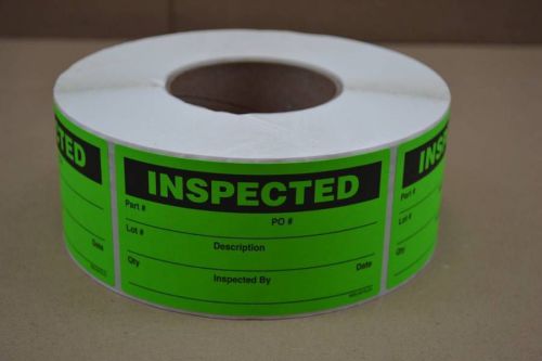 Roll of 1000 INSPECTED Quality Control Assurance Inventory Sticker Label GREEN