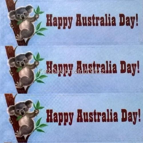 21 x HAPPY AUSTRALIA DAY Labels Stickers for Invitations Cards Invoices. Koala!