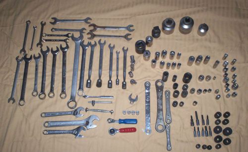 117 Piece Vintage Used Tool Lot: Sockets, Wrenches, Wheel Stud Remover, LOOK