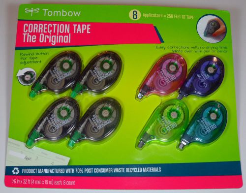 Tombow Correction Tape 8 Count 1/6&#034; x 32&#034; The Original With Rewind Button 256 Ft