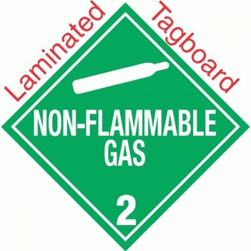 Standard Worded Non Flammable Gas Class 2.2 Laminated Tagboard Placard PK OF 50