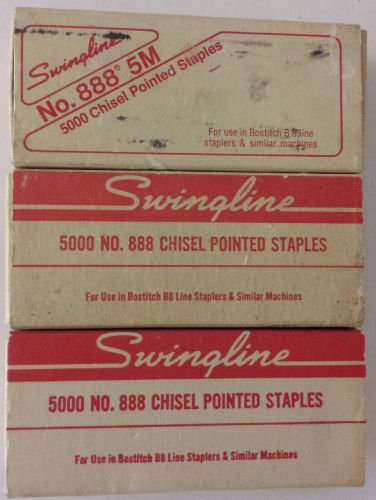 Three 5,000-Staple Boxes Swingline 888 Staples for B8 &amp; Similar Staplers