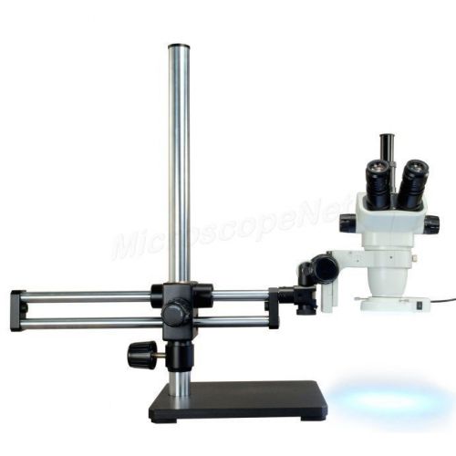 6.7x-45x stereo trinocular microscope+shadowless 144 led ring light+boom stand for sale