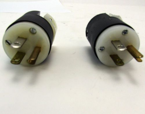 Hubbell 5266C Plug, 15 amp, 125V, 5-15P, Black/White Nylon, (lot of 2) Used