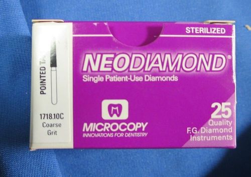 Microcopy NeoDiamond FG Pointed Taper #1718.10C. Box of 25 Diamond Burs.