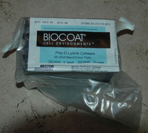 Pack of 5 BD BioCoat 354640 Cellware Poly-Lysine Multiwell Plates 96-Well, Black