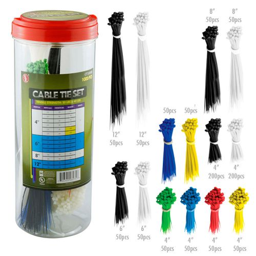 1000 pack nylon wire cord cable ties strap lot 1-8 inch cutting  various colors for sale