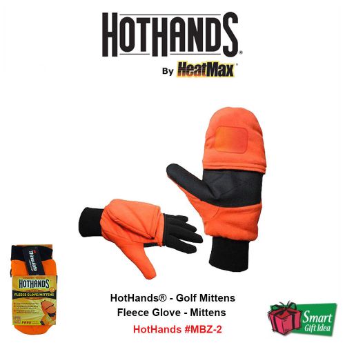 HeatMax_HotHands, Golf Mittens_OR Sensitive Fleece + 2 Hand Warmers L/XL #MBZ-2