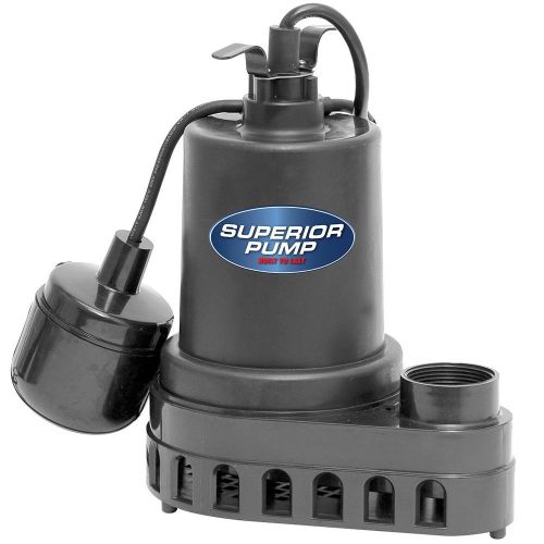 Superior pump 92570 thermoplastic sump pump with tethered float switch, 1/2 hp for sale