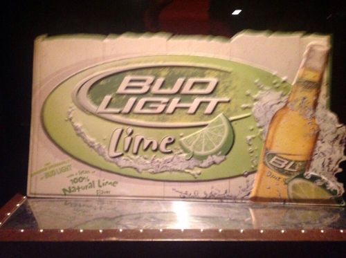 BUD LIGHT LIME LARGE TIN SIGN  28 X 29&#034; USED