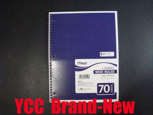 Mead Spiral Notebook,1 subject,70 sheets,wide ruled,purple cover,10.5 x 8 in,1pk