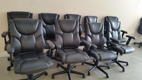Lot of 9 Grey Leather Office Chairs
