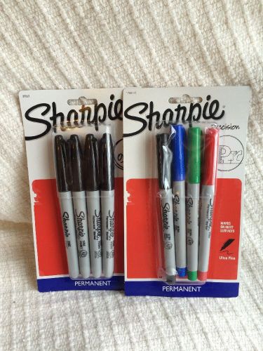 Sharpie Permanent Markers, Fine Tip, Black and Multi Colored,8 Markers
