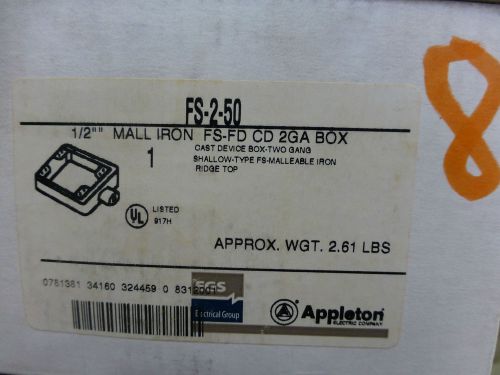 Appleton egs lot of 3 fs-2-50 1/2in malleable iron cast 2 gang device box fs-fd for sale