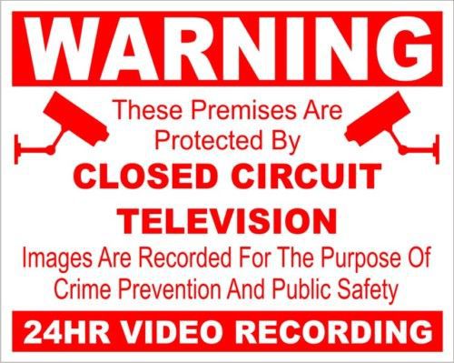 CCTV Warning Sign 20cmx15cm rigid safety  video camera recording