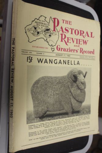 PASTORAL REVIEW and GRAZIERS&#039; RECORD August 1960 STUD CATTLE &amp; SHEEP