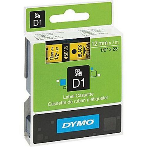 5 DYMO D1 LABEL CASSETTE TAPE BLACK ON Yellow 1/2&#034; X 23&#039; Free Shipping!
