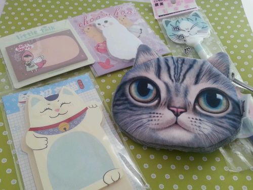 THE KITTY PACK! Assorted Cat Korean Stationary Items Filofax*US SELLER Pen Purse