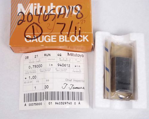 Mitutoyo 611217-23 .75 Inch Steel Gauge Gage Block Grade FS 2 NEW NOS