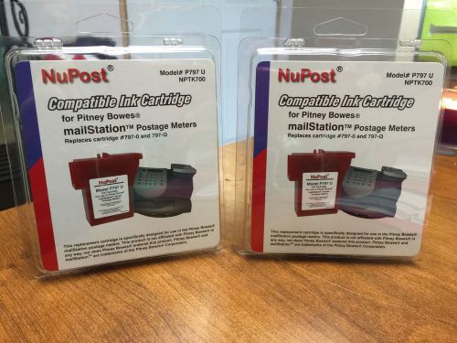 2 NEW NuPost Ink Cartridge For Pitney Bowes Meter (P797U) Replaces 797-0 &amp; 797-Q