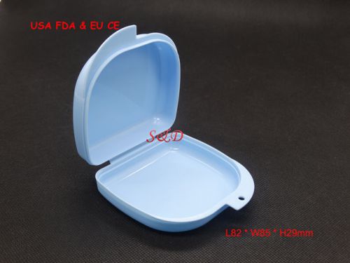 50pcs FDA CE Dental Denture  Box Retainer Case Teeth Container light-Blue DB03B