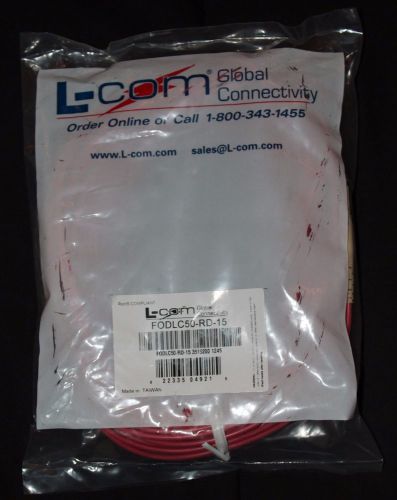 L-COM OM1 50/125 Clipped Fiber Cable 15m DPX RED FODLC50-RD-15 LC-LC