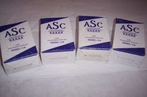 ASC GALVANIZED STAPLES 5008C-1/4&#034; Height X 1/2&#034; CROWN:  4 BOXES OF 5,000 EA. BOX