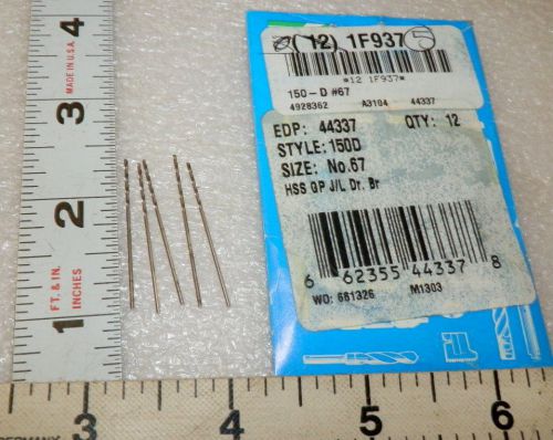5 pc wire size # 67 jobber drill bits   c-l 44337 style 150d (( loc19)) for sale