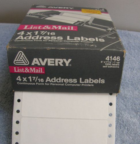 Avery self adhesive ADDRESS LABELS continuous form 4 x 1 7/16 about 750