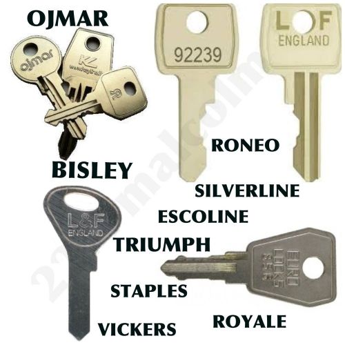 Filing cabinet keys cut to code number BISLEY TRIUMPH SILVERLINE STAPLES
