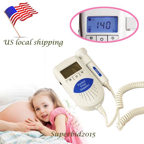US SHIPPING!! Pocket Fetal Doppler Pregnancy FHR Baby heart rate 3MHZ +1GEL